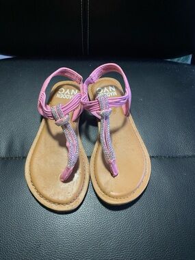 Madden NYC Kids Pink T-strap Rhinestone Sandals Size 13